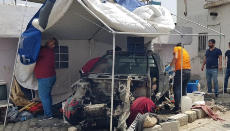 Çadırın içinden parçalanmış araba çıktı! Kamuflaj olarak kullanmışlar, müzik açıp... Sökülen parçalar da başka arabada!