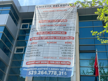 Başkan Sevindi, eski borçları belediye binasına astı