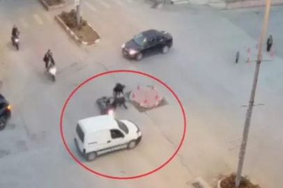 Ticari araca çarpmamak için fren yapan motosiklet sürücüsü yaralandı