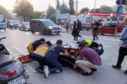 Yayaya çarpmamak için fren yaptı, motosiklet sürücüsü yaralandı